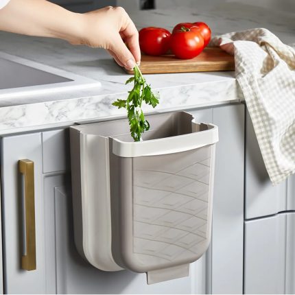 سطل زباله تاشو کابینتی کیولوکس مدل ماری رنگ بژ کد L008693